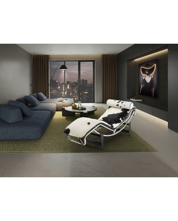 LECO- CHAISE LONGUE - PIEL VACA BCO.NEGR